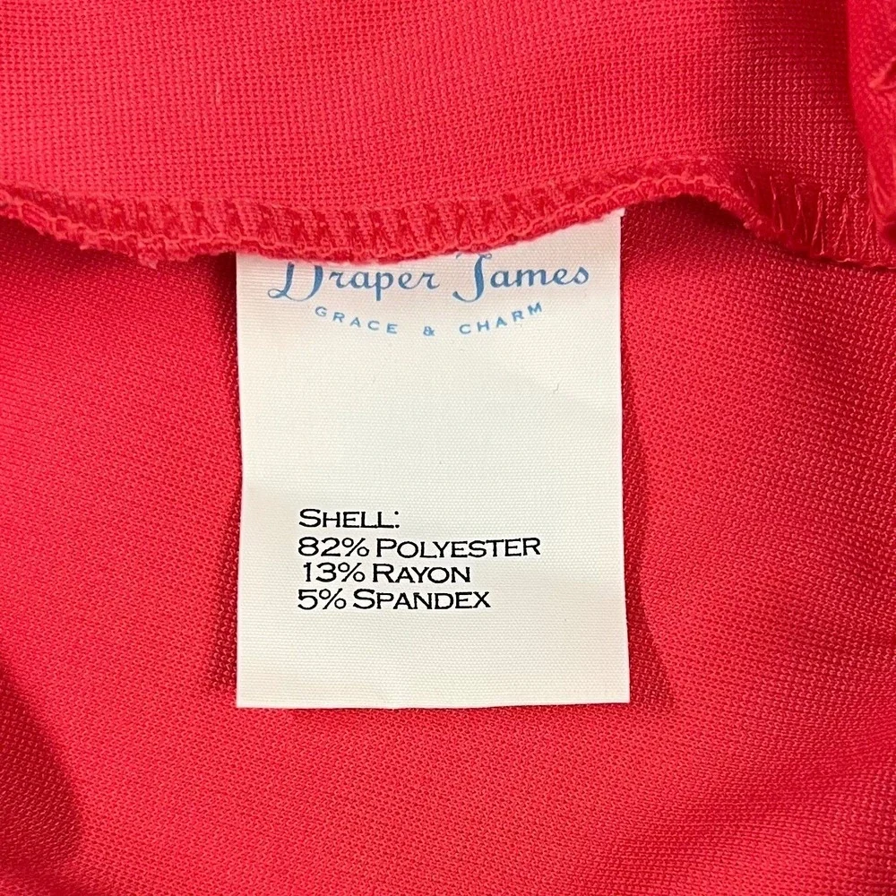 Draper James‎ Bright Pinkish Red Short Sleeve Shift Dress Gold Button Detail SM